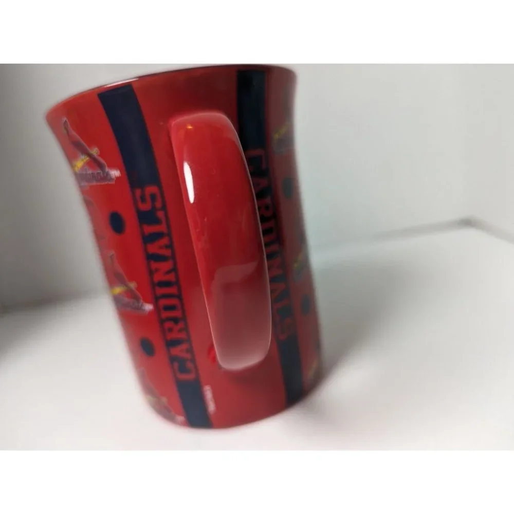 MLB Official Saint Louis Cardinals tulip red & black logo‎ polka dot mug 5 inch